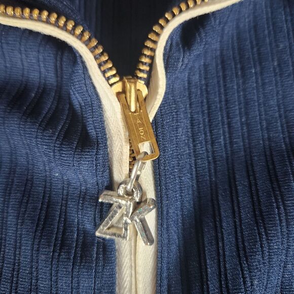 Vintage Zero King Ribbed Jacket Mens 38 Blue Full Zip Made USA Mod Scooter - Picture 8 of 14